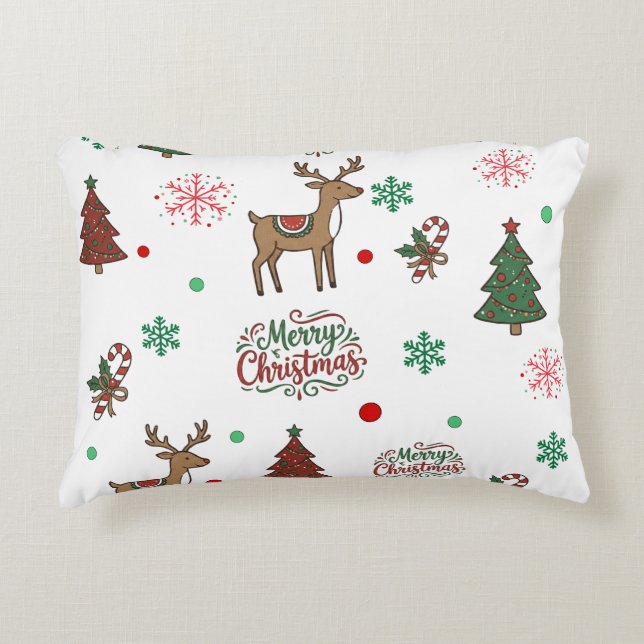 Coussins Décoratifs Whimsical Christmas Reindeer&Candy Cane Decor Pi (Devant)