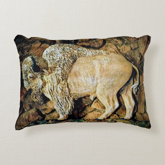 Coussins Décoratifs "White Buffalo" original art Accent Pillow (Devant)