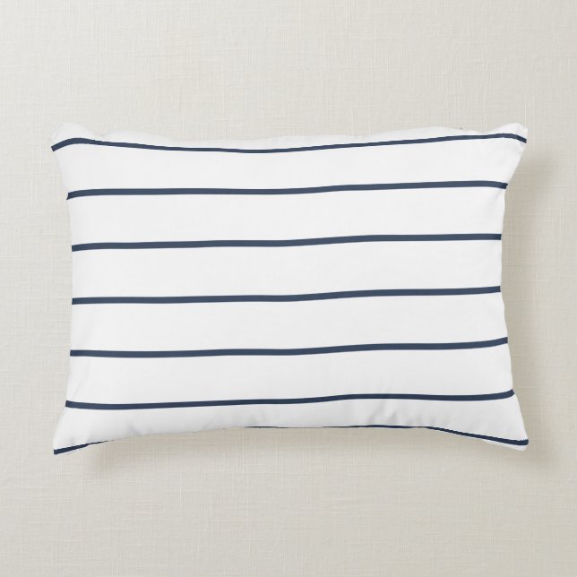 Coussins Décoratifs White Rectangular Accent Pillow with Blue Stripes (Devant)