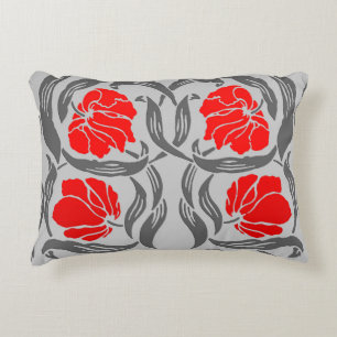 Coussins Décoratifs William Morris Pimpernel, Silver Grey et Red