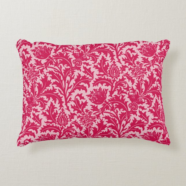 Coussins Décoratifs William Morris Thistle Damask, Fuchsia Pink (Devant)