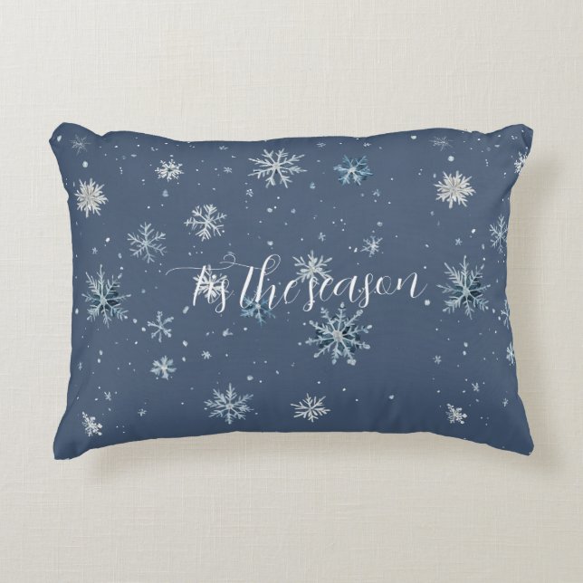 Coussins Décoratifs Winter Blue Silver Snowflakes Christmas (Devant)
