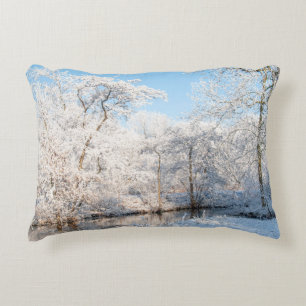 Coussins Décoratifs Winter Snow Trees River Creek Photographie