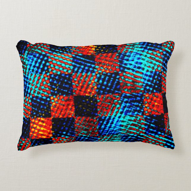 Coussins Décoratifs Xadrez azul, laranja, faux sujo ou manchado. (Devant)