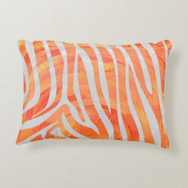 Coussins Décoratifs Zebra Orange and White Print (Dos)
