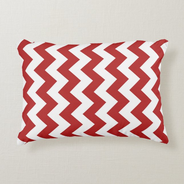Coussins Décoratifs Zigzag rouge et blanc (Devant)