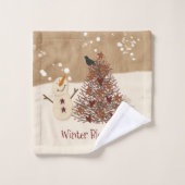 Coussins d'hiver Snowman Serviette Set (Gant de toilette)