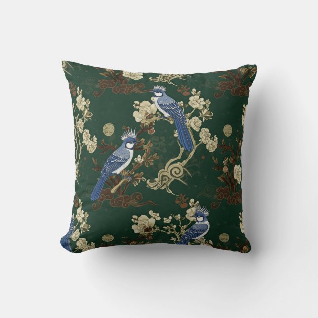 Coussins d'oiseaux bleus élégants (Recto)