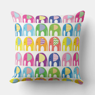 Coussins - Eléphants multicolores