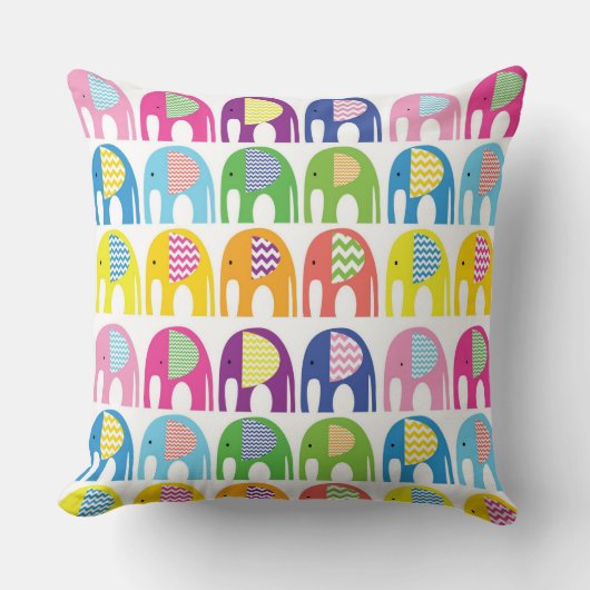 Coussins - Eléphants multicolores (Recto)