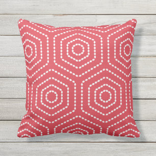 Coussins extérieurs de motif géométrique rouge 