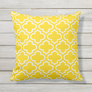 Coussins extérieurs de motif jaune de treillis de
