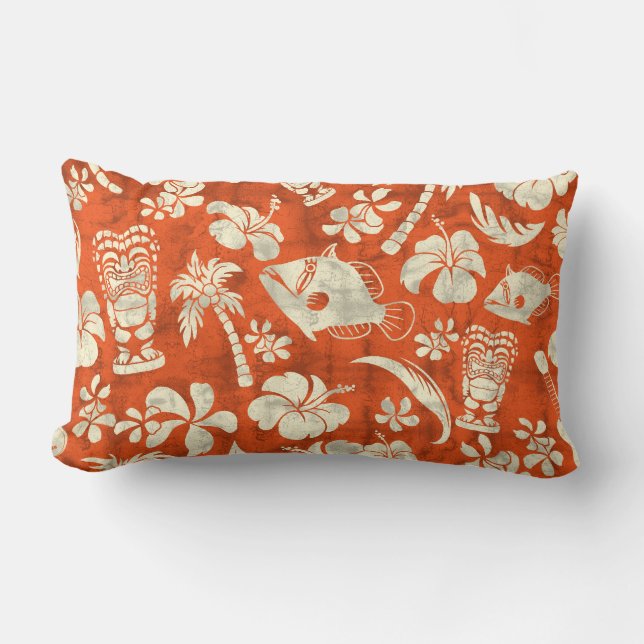 Coussins hawaïens de Lumbar de batik de plage de (Recto)