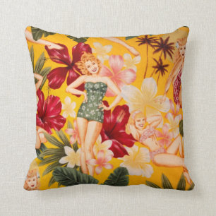 Coussins hawaïens de MoJo d'Américaine de filles