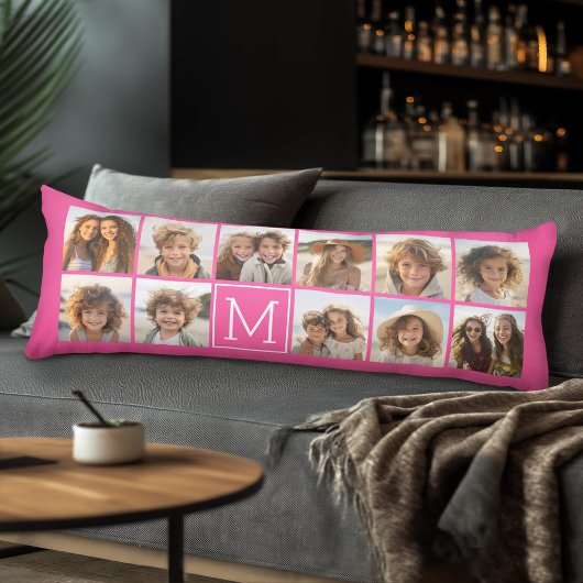 Coussins Longs 11 Collage de photos - Grille minimale avec texte