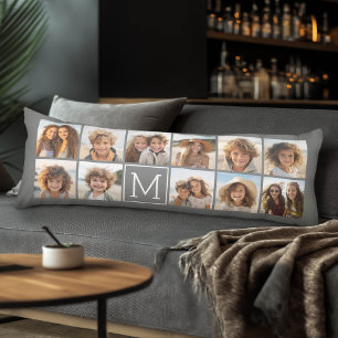 Coussins Longs 11 Collage de photos - Grille minimale avec texte