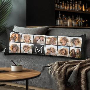 Coussins Longs 11 Photo Instagram Collage personnalisé Monogramme