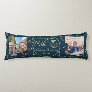 Coussins Longs 16e anniversaire Mariage 2 photos Rose d'argent