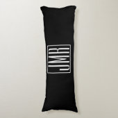 Coussins Longs 3 Initiales Monogramme | Noir & Blanc (ou couleur (Devant (Vertical))