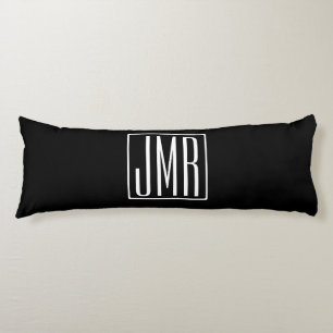 Coussins Longs 3 Initiales Monogramme   Noir & Blanc (ou couleur 