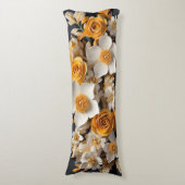 Coussins Longs 3D Orange & Blanc floral (Devant (Vertical))