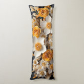 Coussins Longs 3D Orange & Blanc floral (Dos (Vertical))