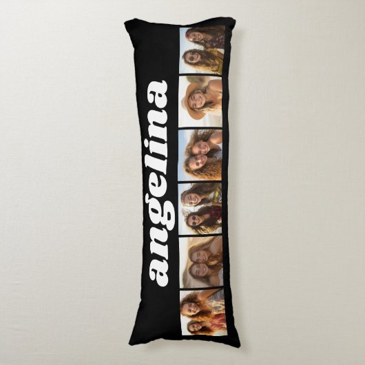 Coussins Longs 6 Collage de photos - Script de collage - noir et (Devant (Vertical))