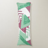 Coussins Longs 80s Abstraits frais | Motif de formes rose et vert (Devant (Vertical))