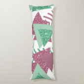 Coussins Longs 80s Abstraits frais | Motif de formes rose et vert (Dos (Vertical))
