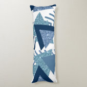 Coussins Longs 80s Luxe Abstrait | Turquoise et bleu marine (Dos (Vertical))