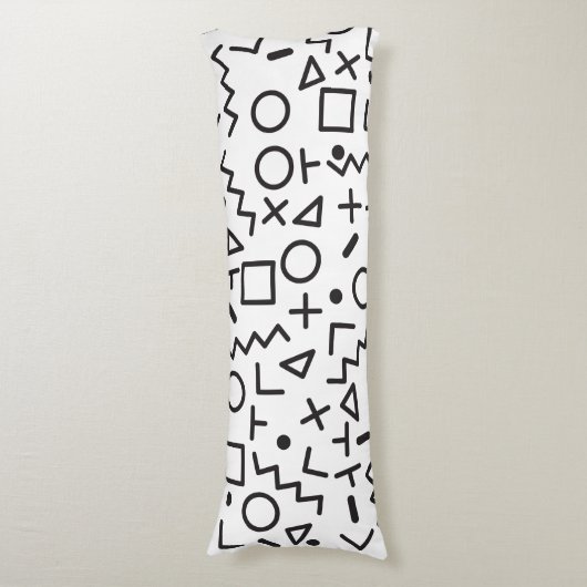 Coussins Longs 90's Noir & Blanc Retro Shapes Motif (Devant (Vertical))
