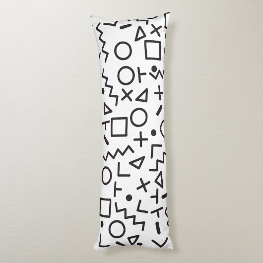 Coussins Longs 90's Noir & Blanc Retro Shapes Motif (Dos (Vertical))
