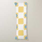 Coussins Longs À damiers Jaune Blanc Avec Motif Fleur Bleu (Devant (Vertical))