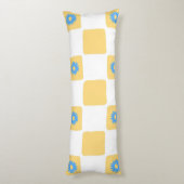 Coussins Longs À damiers Jaune Blanc Avec Motif Fleur Bleu (Dos (Vertical))