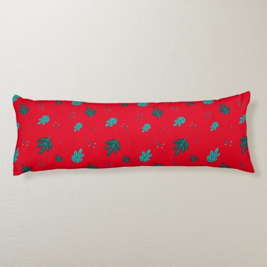 Coussins Longs À feuillage persistant Tree Feuilles et Red Holly  (Dos)