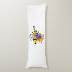 Coussins Longs Abeille à fleurs avec plantes sauvages