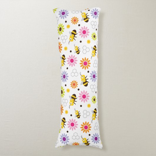 Coussins Longs Abeille & Fleurs (Devant (Vertical))