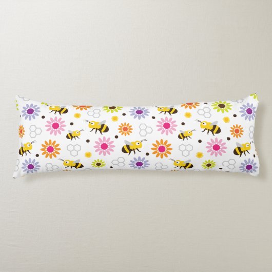Coussins Longs Abeille & Fleurs (Devant)