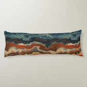 Coussins Longs Abstrait bleu et rouille (Dos)