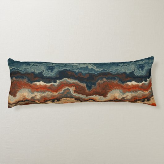 Coussins Longs Abstrait bleu et rouille (Dos)