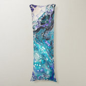 Coussins Longs Abstrait bleu turquoise peinture blanche noire (Devant (Vertical))