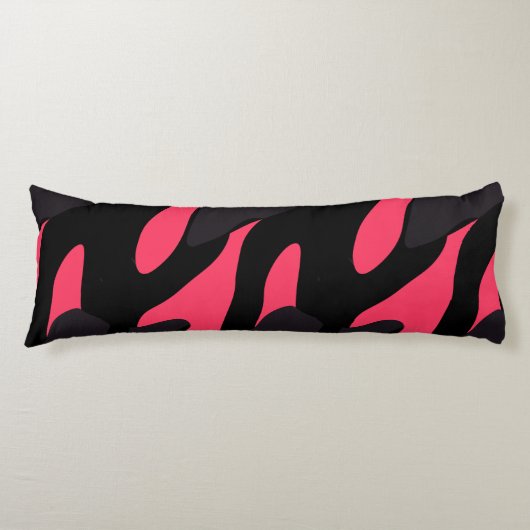 Coussins Longs Abstrait camouflage rose vif, gris et noir (Devant)