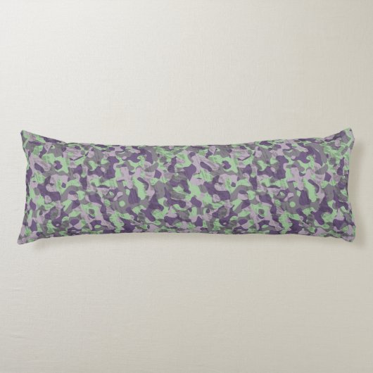 Coussins Longs abstrait camouflage vert et violet (Devant)