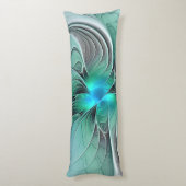 Coussins Longs Abstrait De Bleu, Art Fractal Moderne (Dos (Vertical))