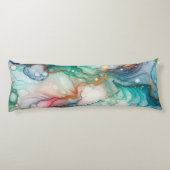 Coussins Longs Abstrait en rose, sarcelle, bleu et or (Dos)
