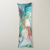 Coussins Longs Abstrait en rose, sarcelle, bleu et or (Dos (Vertical))