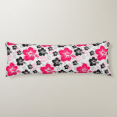 Coussins Longs Abstrait Floral Rouge Noir Blanc (Dos)