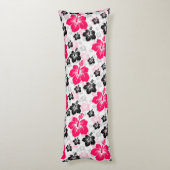 Coussins Longs Abstrait Floral Rouge Noir Blanc (Dos (Vertical))