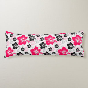 Coussins Longs Abstrait Floral Rouge Noir Blanc