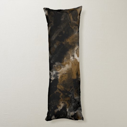 Coussins Longs Abstrait fractal noir et or (Dos (Vertical))